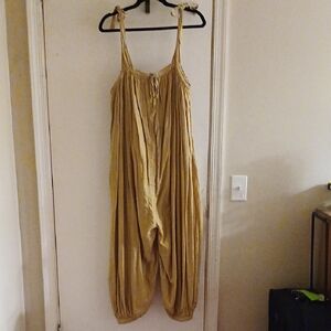 RARE! Free People Mustard Yellow Balloon Leg Tie-Strap Jumpsuit